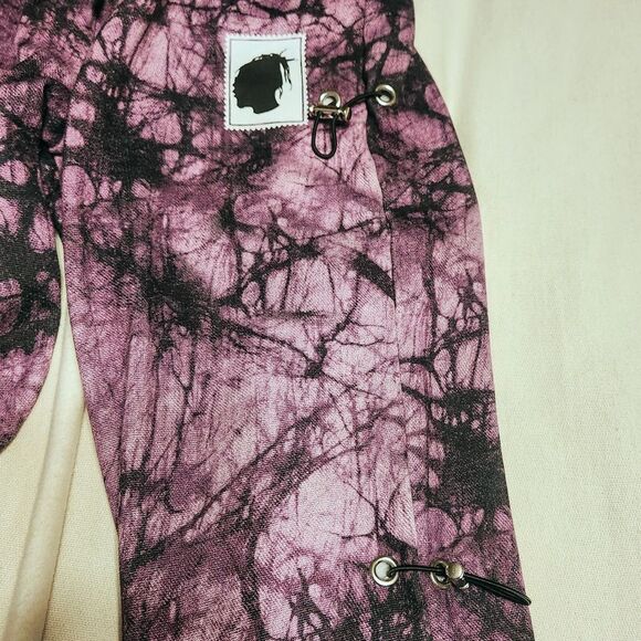Boohoo Man x Burna Boy Tie Dye Fleece Toggle Mens Sweatpants Purple Medium - Picture 9 of 12